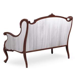 Sofá de Madera de Teca Sólida de Diseño Francés Clásico para Sala de Estar con Tapicería Acolchada y Marco Tallado a Mano para Asientos de Interior de Lujo - Product Image 2