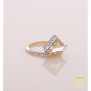 Trillion Cut Moissanite Diamond Engagement <b>Ring</b> Yellow Gold Pave Split Shank <b>Statement</b> Wedding <b>Ring</b> for Women - Product Image 5