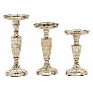 <b>Mother</b> of Pearl Decorative <b>Candle</b> Stand Metal <b>Candle</b> Holder Home Decor Accent Table Centerpiece for Wedding Birthday Party gift - Product Image 1