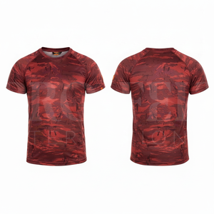 เสื้อยืดออกกำลังกายแขนสั้นลายพราง 100% โพลีเอสเตอร์ ยืดหยุ่น ระบายอากาศ แห้งเร็ว เหมาะสำหรับใส่เล่นกีฬาและสวมใส่ลำลอง - Product Image 4