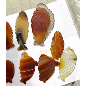 Venta al por Mayor de Piedras Preciosas de Ónix Natural Talladas a Mano en Forma de Pez con Sombreado Rojo para Joyería, Proveedor de la India - Product Image 2