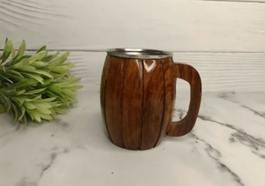 <b>Handmade</b> Solid Wood Classic Natural Wooden Tea Beer Drinking <b>Mug</b> with Hand Grip Gift Box Packaging Dishwasher Safe - Product Image 2