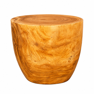 Taburete Otomano Kala Exotic de Madera Maciza de Suar con Acabado Miel, Diseño Escultural Moderno y Orgánico de Primera Calidad para Sala de Estar, No Plegable - Product Image 6