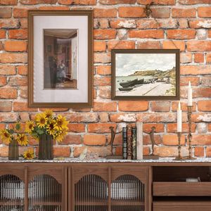 Papel Tapiz Autoadhesivo de Ladrillo Rojo de 17.7 x 78.7 Pulgadas, Papel de Contacto Autoadhesivo para Gabinetes, Fondo de Pared 3D con Diseño de Ladrillo, Decoración de Pared - Product Image 2