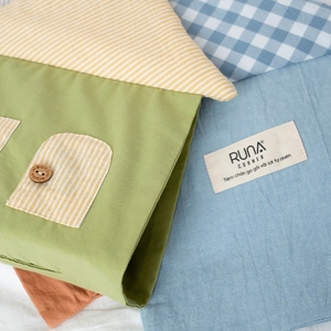 Boîte à mouchoirs en tissu bleu à carreaux, design minimaliste, écologique, gain de place, décoration intérieure - Product Image 4