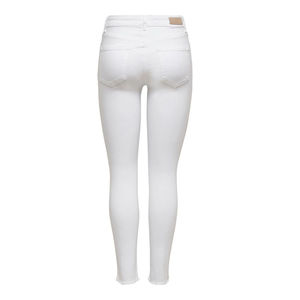 <b>White</b> Mid Waist Flare Denim <b>Jeans</b> Full Length Dark Wash Breathable Solid Color 100 Cotton Woven Fabric Summer Wear - Product Image 4