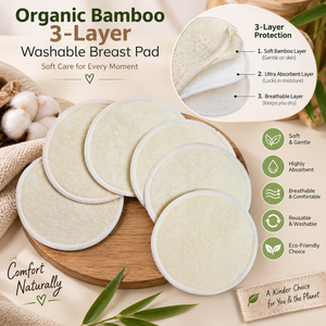Insertos de Bambú Orgánico para Lactancia |   Almohadillas de Lactancia Reutilizables y Lavables |   Almohadillas Absorbentes para Lactancia de 3 Capas a Prueba de Fugas |   Atención materna - Product Image 6