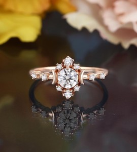 Round Cut Moissanite <b>Ring</b> 925 Sterling <b>Silver</b> Elegant <b>Solitaire</b> Engagement <b>Ring</b> Minimalist Wedding Jewelry Gift for Her - Product Image 1