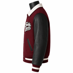 Veste de baseball vintage personnalisée avec logo, veste bomber pour homme, manches en cuir et laine, broderie, streetwear - Product Image 3