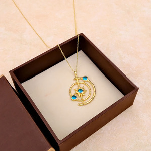 Pendentif El Joyero exclusif en topaze bleue, chaîne plaquée or 18 carats, bijoux artisanaux faits à la main, cadeau pour femme, cadeau d'anniversaire - Product Image 2