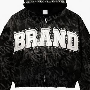 Vente en gros de sweats à capuche personnalisés à fermeture éclair intégrale en molleton épais pour les marques de style de vie américain sous marque privée - Product Image 3