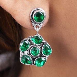 Pendientes Colgantes de Plata Oxidada con Múltiples Piedras al por Mayor |   Fabricante Directo de Fábrica, Calidad Premium |   Stock Disponible, Envío Rápido - Product Image 2