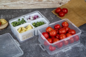 4 Compartment Food Storage Container with Drain Baskets Stackable Rectangle Meal Prep Box with Lid for Fridge - Product Image 5