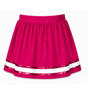 Jupe de cheerleading rose vif plissée, uniforme sportif avec bordure rayée, tenue de performance d'équipe, vêtements de sport personnalisés - Product Image 2
