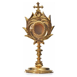 Excellent Brass Plated Reliquary with red gem Statue Finished gold Handmade Christian <b>Decor</b> Home Church Alter <b>Holy</b> <b>Communion</b> - Product Image 4
