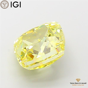 เพชรทรงสี่เหลี่ยมเจียระไนแบบ Cushion Cut ความสะอาดระดับ VS2 สีเหลืองแฟนซีสดใส น้ำหนัก 5.00 กะรัต รับรองโดย IGI เพชร CVD ที่เพาะเลี้ยงในห้องปฏิบัติการ สำหรับแหวน Sparkling Desire - Product Image 3