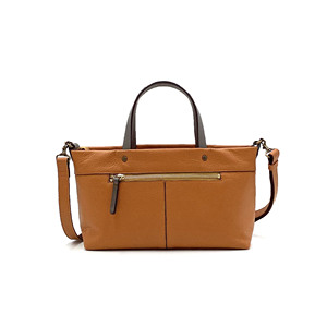 Bolso Tote de Cuero Granulado Color Camel, Elegante, Marca Laisser Faire, para Mujer, con Asa para Hombro, Cierre de Cremallera, Forro de Algodón, para Uso Diario - Product Image 3