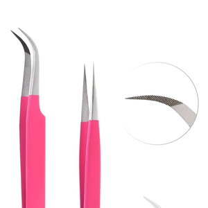 แหนบขนตาปลอมด้ามเงินสีดำกล่องสีชมพูแยกขนตาปลอมฉลากส่วนตัว - Product Image 4