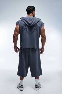 Sublimation Men's <b>Sleeveless</b> <b>Hoodie</b> 100% Polyester Custom Printed Pullover Casual Style Hooded Tank Top Personalized Apparel - Product Image 5