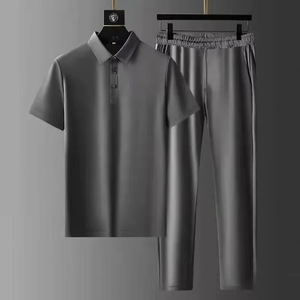ชุดกีฬาฤดูร้อนไซส์ M-4XL สำหรับผู้ชาย แฟชั่นเสื้อโปโลสีพื้น กางเกงขายาว ชุดเสื้อผ้าผู้ชาย - Product Image 2