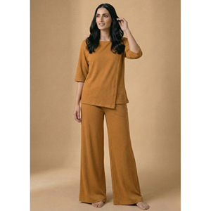 Ensemble décontracté pour femmes en coton doux, couleur lavande, deux pièces, vêtements de détente confortables, tenue décontractée pour tous les jours - Product Image 3