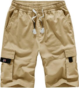 Shorts cargo pour hommes noirs, 100% coton, toile, séchage rapide, taille mi-haute, cordon de serrage, shorts décontractés de basketball avec poches - Product Image 6
