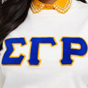 Sudadera blanca con letras griegas SGR para mujer, jersey de cuello redondo, ropa informal universitaria con gráfico de letras griegas - Product Image 6