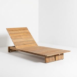 Beach Lounge Chair Modern Solid Teak Wood Slatted Sunbed With Wheels For Commercial Poolside Resort Ocean Terrace Sourcing - Product Image 4