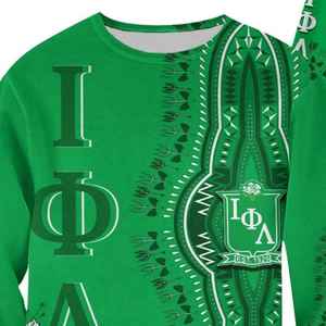 Sudadera Dashiki Personalizada Iota Phi Lambda, Verde Esmeralda, Diseño Africano con Rosas, Sudadera Personalizada para Hermandad Griega - Product Image 4