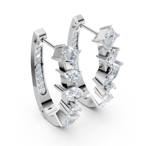 Multi Shape Moissanite Leaf Cluster <b>Hoop</b> <b>Earrings</b> <b>for</b> <b>Women</b> Wholesale 925 Sterling <b>Silver</b> Luxury Wedding Bridal Fine Jewelry - Product Image 2