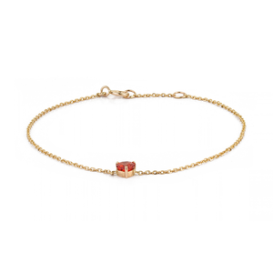 Pulsera Minimalista Hecha a Mano con Zafiro Naranja en Forma de Corazón, Oro Amarillo Sólido de 14K, Joyería Fina para Uso Diario - Product Image 1