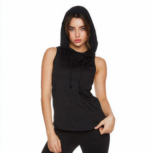 Camiseta sin mangas con capucha para mujer, tejida, para otoño, gimnasio, fitness, entrenamiento - Top muscular transpirable de alta calidad con diseño frontal - Product Image 5