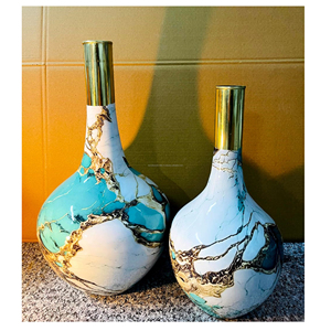 Jarrón de diseño moderno de mármol Multicolor de alta calidad, jarrones de flores, jarrones de cristal y cristal para decoración del hogar y la Oficina - Product Image 1