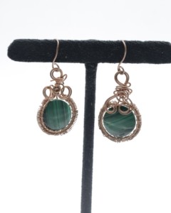 Natural Malachite <b>Hoop</b> Earrings with German <b>Silver</b> – Handmade Gemstone <b>Hoop</b> Jewelry for Women - Product Image 1