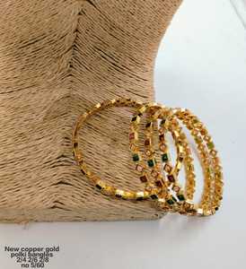 PADMAWATI Private Limited Luxury Brass 18K Gold Plated High Quality Multi Color Women's Traditional Bangles Set Indian Bridal - Product Image 1