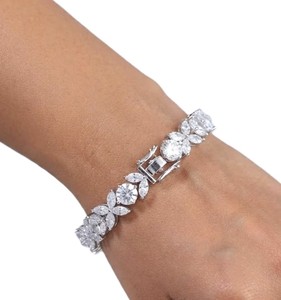 Bracelet jonc de luxe tendance en or massif 10K 14K 18K avec diamants marquise et ronds, bijoux fins avec diamant naturel - Product Image 5