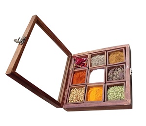 Boîte de rangement pour sel pour la cuisine, boîte à épices en bois, boîte à fruits secs, boîte à épices artisanale en bois, masala dabba - Product Image 6