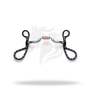 Bocado para caballo de tamaño completo, tipo TEARDROP SHANK LOW PORT CAPSULE SILVER DOTTED CURB, para control en la equitación - Product Image 1