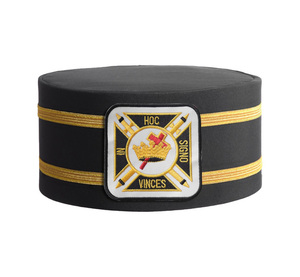 Cross Crown Badge High Quality Knights Templar Black Regalia Crown Cap Gold <b>Bands</b> Embroidered Headwear Knights Templar - Product Image 1