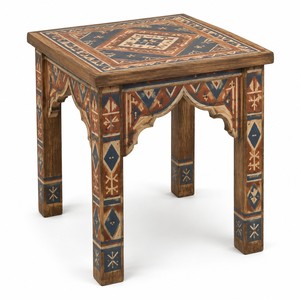 Mesa Auxiliar Marroquí Berber de Madera de Mango Hecha a Mano - Venta al por Mayor - Fabricada por Artesanos - Product Image 1