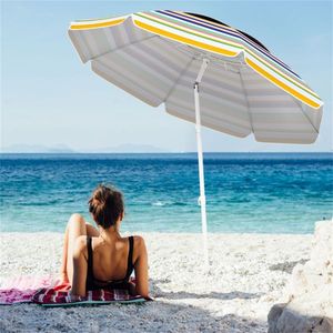 6.5ft Portable UPF50+ Beach Umbrella Colorful Silver Coated Polyester 3 Section Easy Setup Without Tools - Product Image 3