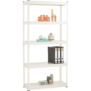 White metal bookshelf 5 shelf <b>open</b> storage <b>Bookcase</b> display rack Office living room furniture Metal storage <b>bookcase</b> - Product Image 5