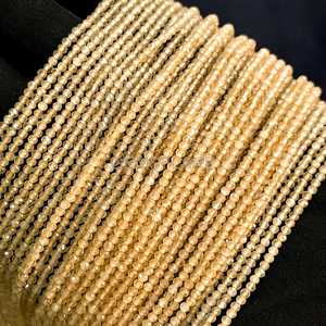 Cuentas redondas microfacetadas de citrino natural de 2 mm, pequeñas cuentas de citrino con corte de diamante, cuentas sueltas de piedras preciosas para la fabricación de joyería, suministro al por mayor. - Product Image 5