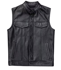 Autumn Winter Men's Faux Leather Waistcoat Stand Collar Motorcycle Biker Vest Classic Stylish Sleeveless Jacket Rhinestone - Product Image 1