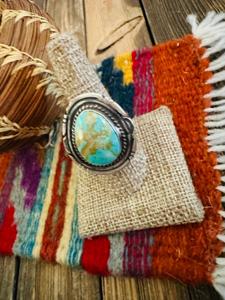 Handcrafted Turquoise <b>Adjustable</b> <b>Ring</b> Sterling Silver Southwestern Boho Statement Jewelry Artisan Gemstone Gift for Her - Product Image 4