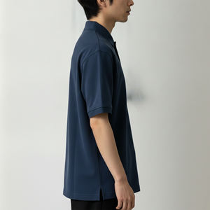 Camisa de Manga Regular Azul Marino para Hombre, Corte Regular, Patrón Transpirable, Tejido de Algodón de Punto, Estilo Casual - Product Image 5