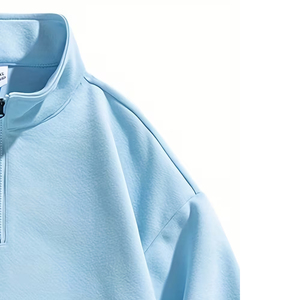 OEM Men's Women's Half Zip Fleece Sweatshirt Plain Oversized <b>Mock</b> <b>Neck</b> Pullover Custom Streetwear Cotton <b>Top</b> - Product Image 5