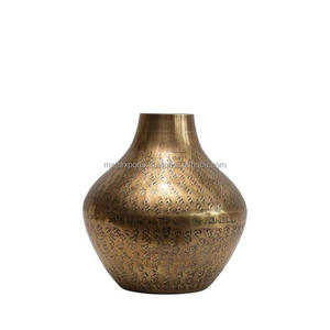 Handcrafted Modern Metal Flower <b>Vase</b> with <b>Engraved</b> Ornate Design Classic Vintage for Interior Tabletop Decoration - Product Image 4