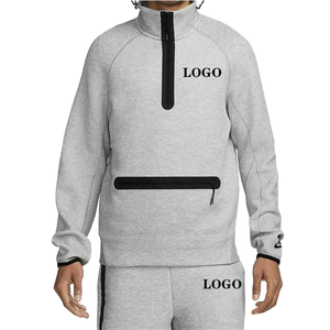 2026 Sweat à capuche zippé pour homme, personnalisé, haute qualité, streetwear, uni, anti-boulochage, délavé, coupe ample, en polaire technique, col montant, Printemps - Product Image 2