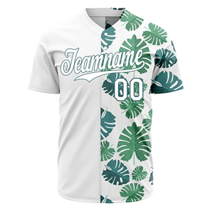 <b>Top</b> Premium Baseball Uniforms Jersey with Premium Quality <b>Mesh</b> Shirts and V Neck Jersey Front Button Short Sleeve White <b>Green</b> - Product Image 2